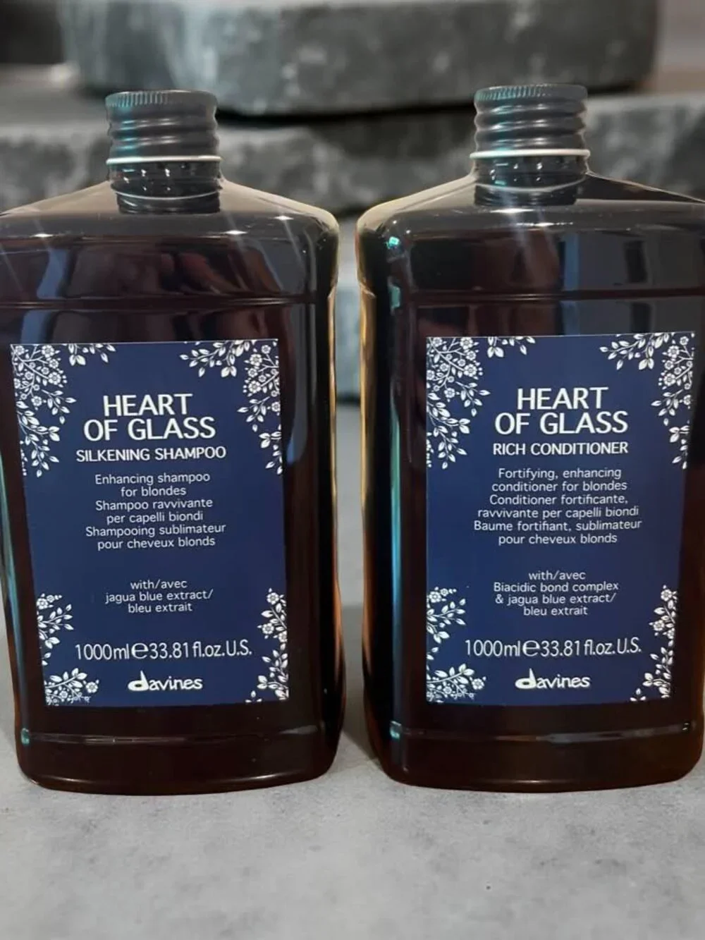 Davines Heart Of Glass Sheer Glaze Blond Shampoo Conditioner 33.8 oz